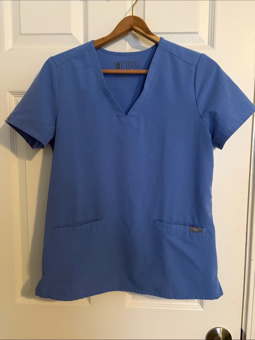 Figs Women's V-Neck Scrub Top in True Blue